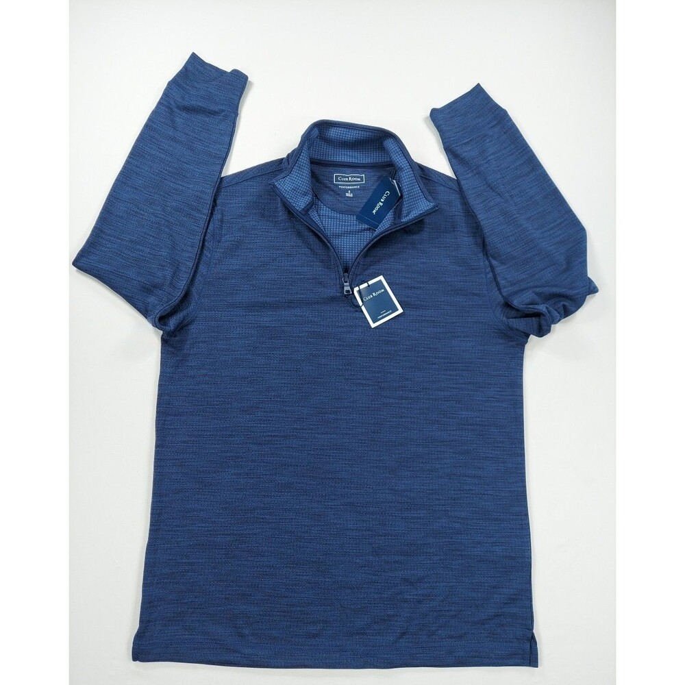Club Room S 1/4 Zip Performance Pullover Navy Blue Longsleeve Moisture wicking